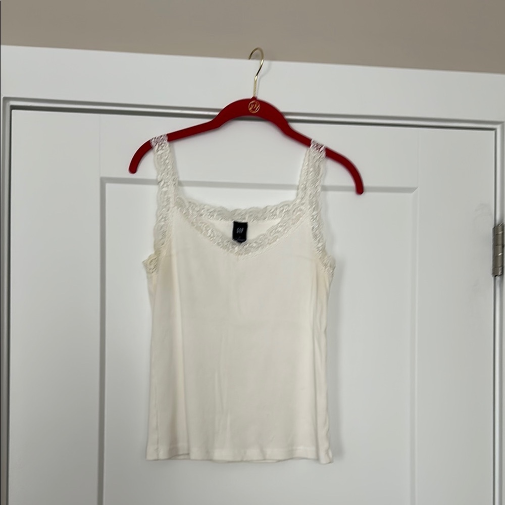 GAP White Ribbed Sleeveless Camisole